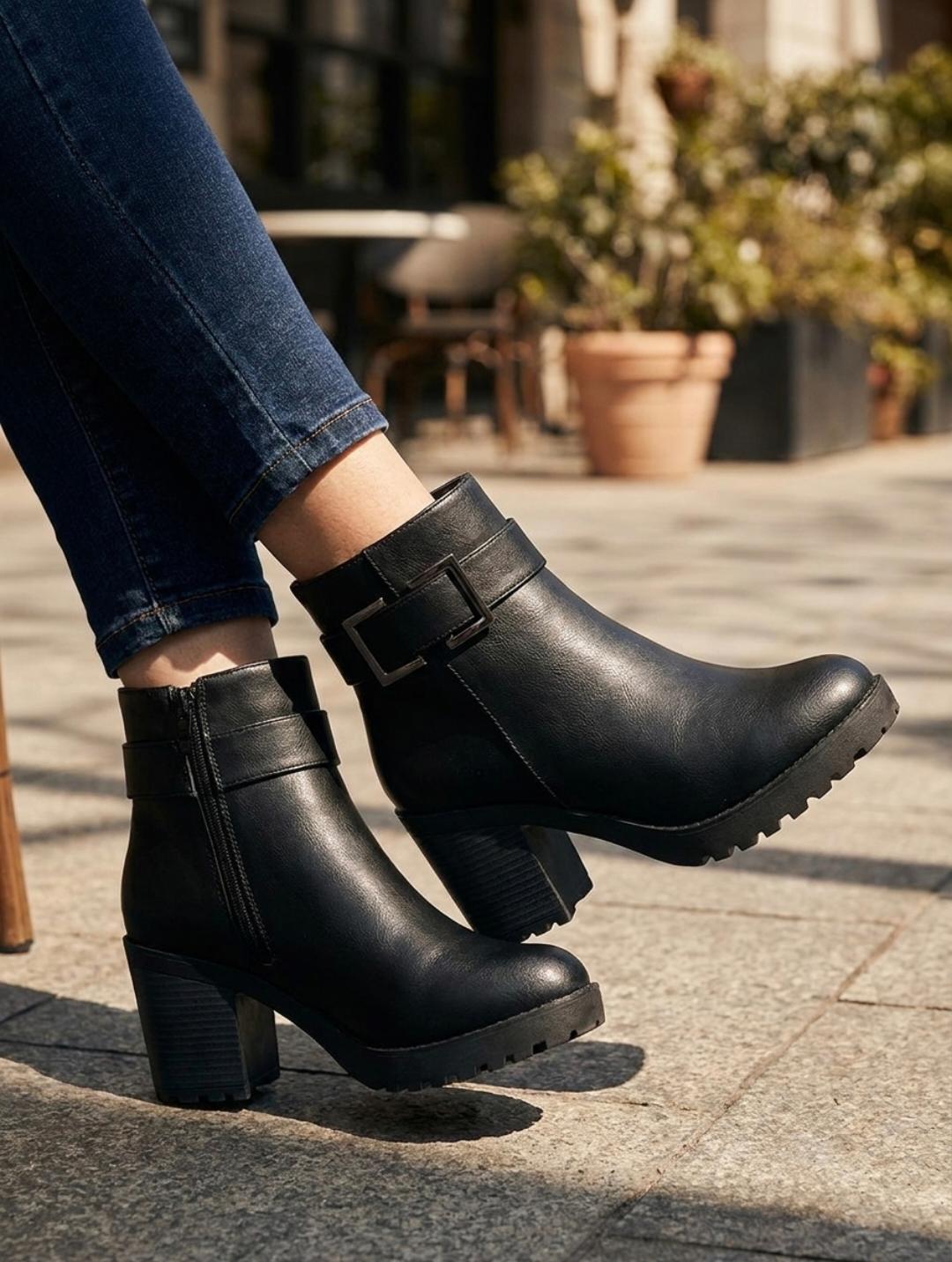 Botas para dama en tono negro BZDB62-108NE-41