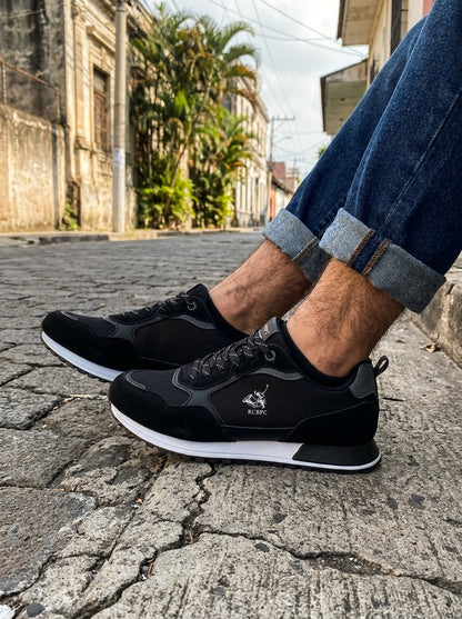 Tenis de hombre silueta urbano retro negros 590-1467386