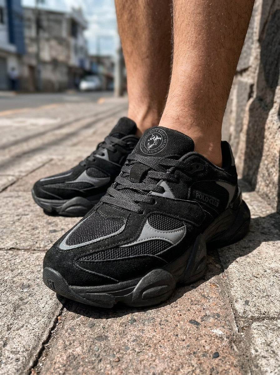 Tenis deportivos tipo chunky en tono negro 590-1467441